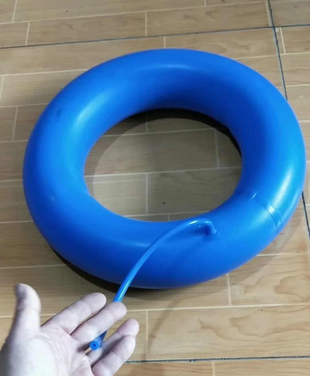 Blue custom inflatable seal ring and valve configuration - view 5 Blue custom inflatable seal ring and valve configuration, view 5