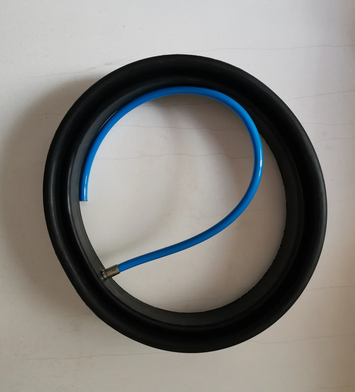 Blue custom inflatable seal ring and valve configuration - view 6 Blue custom inflatable seal ring and valve configuration, view 6