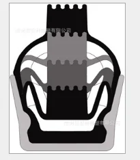 Custom inflatable seal profile and inflation valve detail - view 28 Custom inflatable seal profile and inflation valve detail, view 28