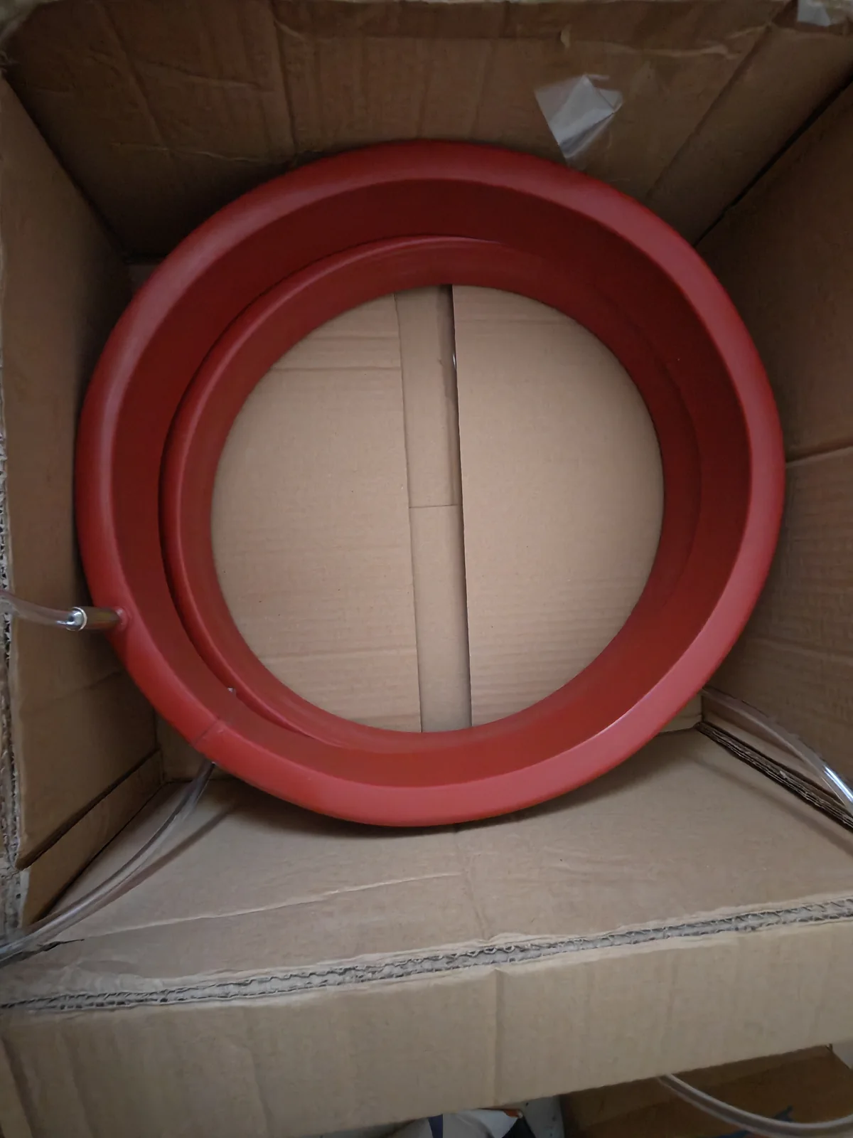 Red custom inflatable seal ring and valve configuration - view 4 Red custom inflatable seal ring and valve configuration, view 4