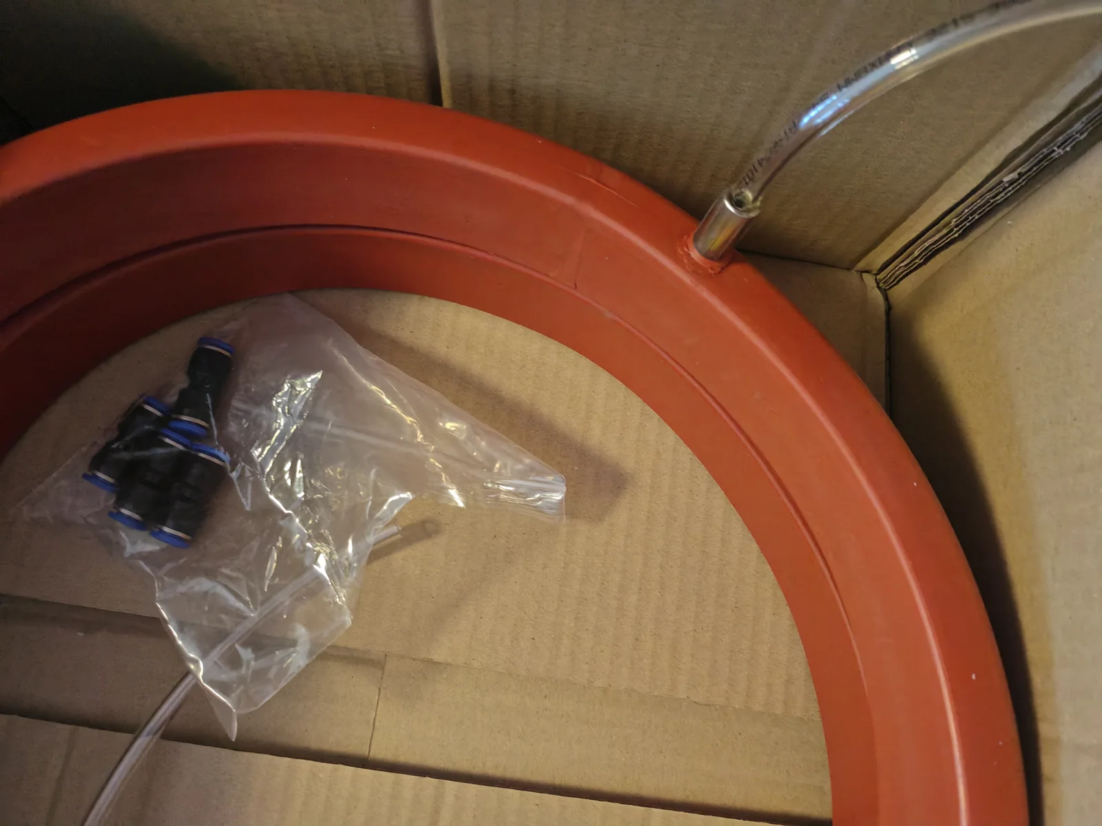 Red custom inflatable seal ring and valve configuration - view 5 Red custom inflatable seal ring and valve configuration, view 5