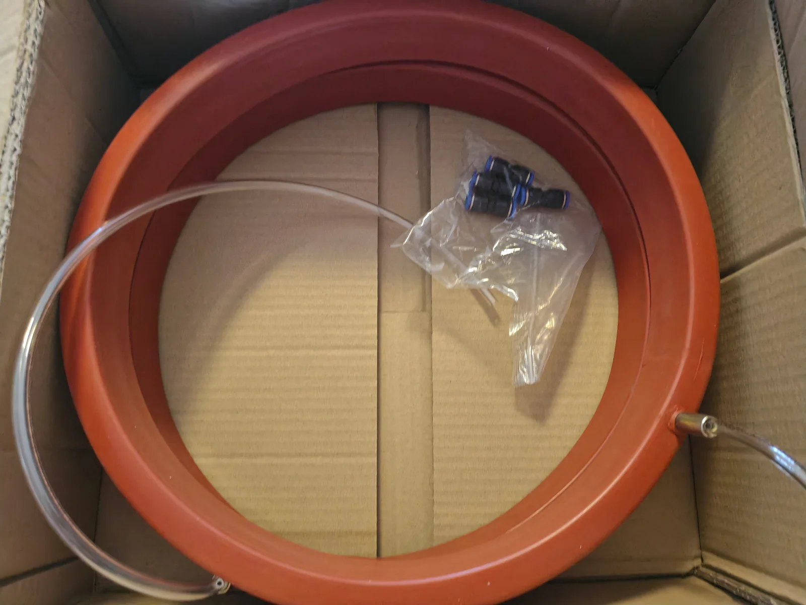 Red custom inflatable seal ring and valve configuration, view 6