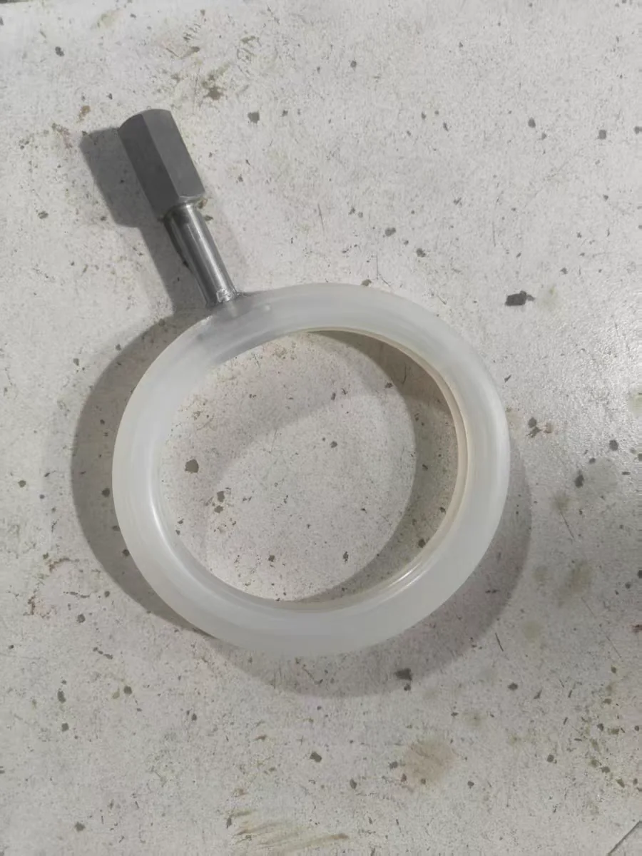 White custom inflatable seal ring and valve configuration - view 2 White custom inflatable seal ring and valve configuration, view 2